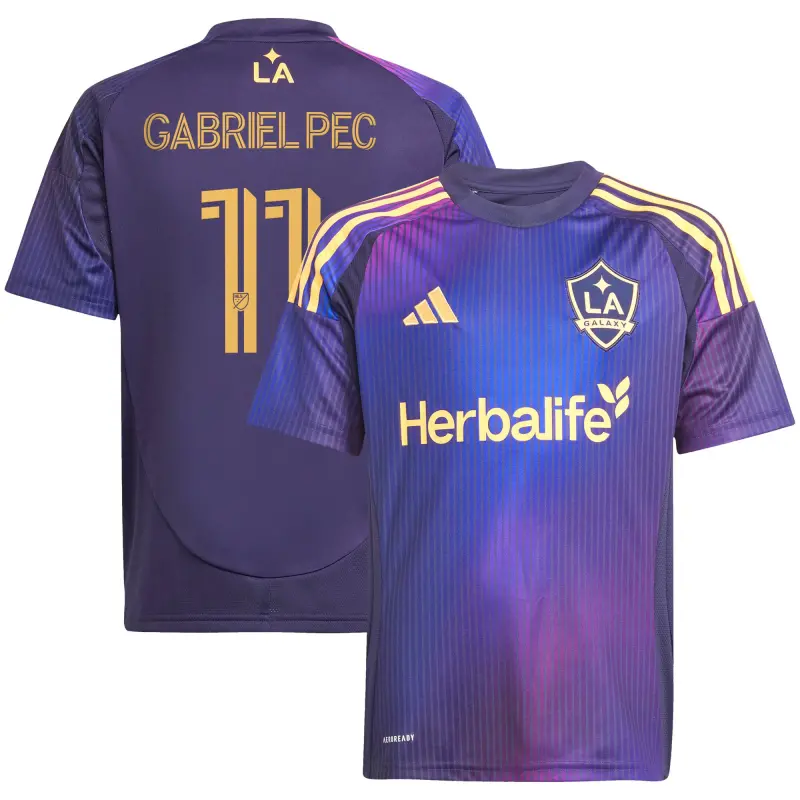 youth la galaxy gabriel pec adidas navy 2025 rizon replica player jersey