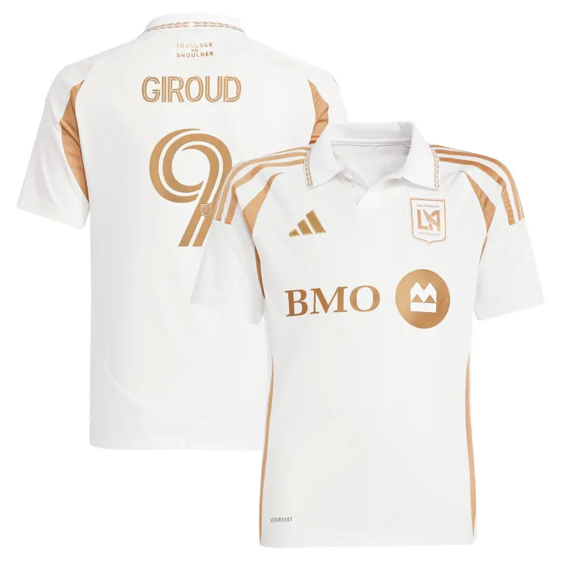 youth lafc olivier giroud adidas white 2025 secondary replica player jersey