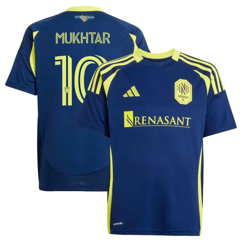youth nashville sc hany mukhtar adidas navy 2025 the heart of nashville kit replica player jersey